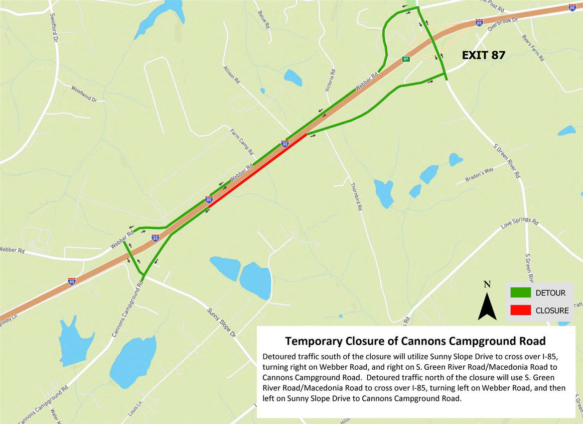 Cannons Campground Road Detour map