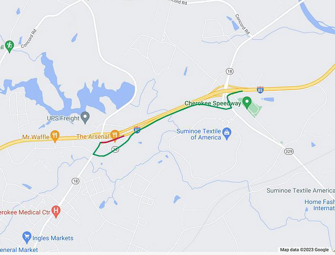 Exit 95 NB On-Ramp Detour map