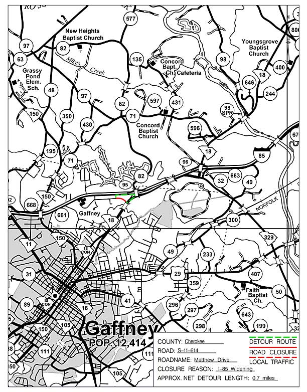 I-85 Matthew Dr detour map