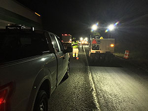 Night highway construction