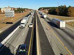 Daytime view of highway construction