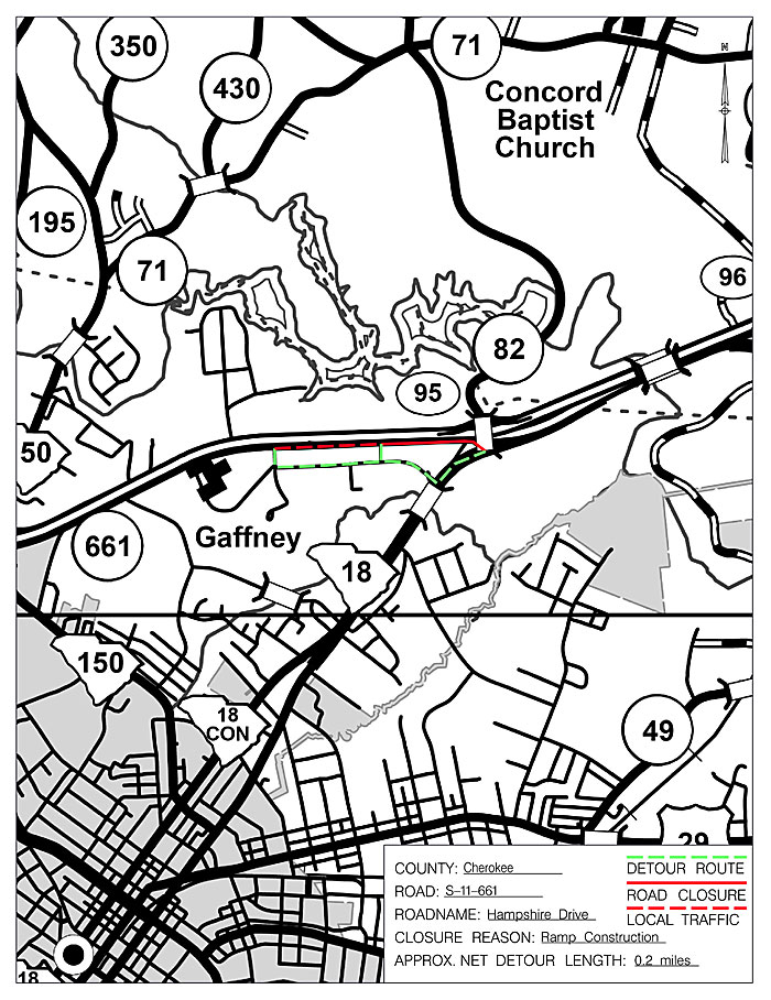 Hampshire Dr NB detour map