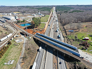 Construction on CSX railroad bridge looking North