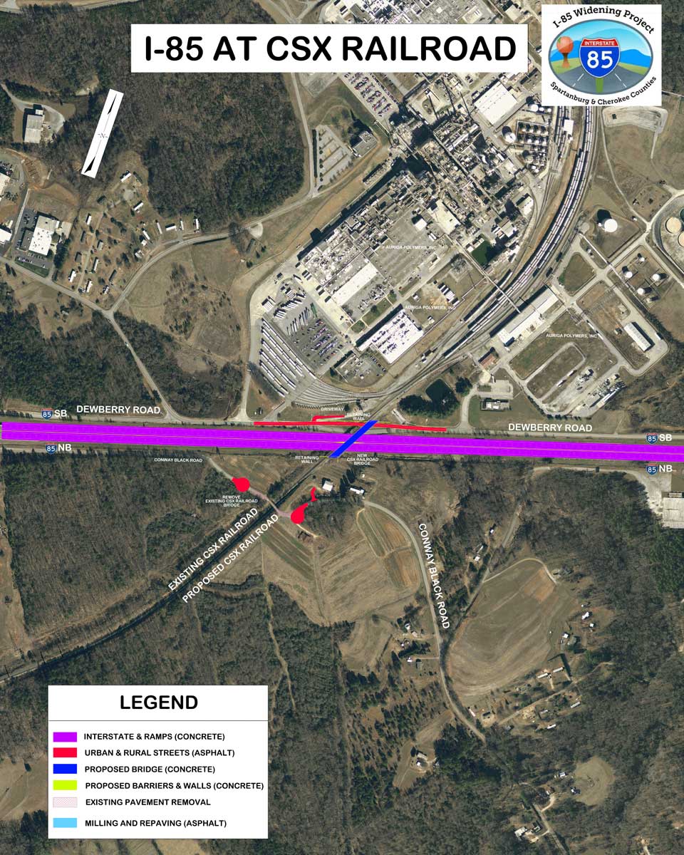 Rendering of I85 railroad and road construction