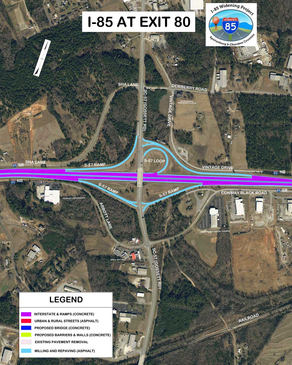 Rendering of I85 road construction around exit 80
