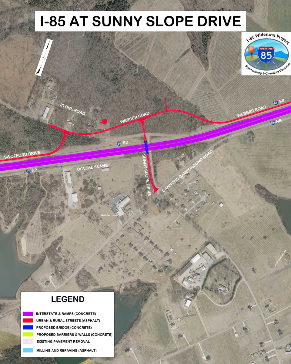 Rendering of I85 railroad and sunny slope drive construction